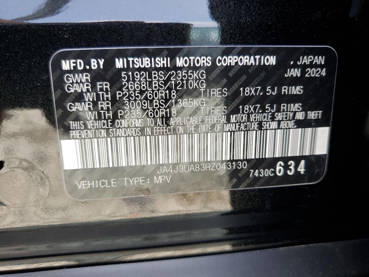 JA4J3UA83RZ043130 2024 Mitsubishi Outlander Es