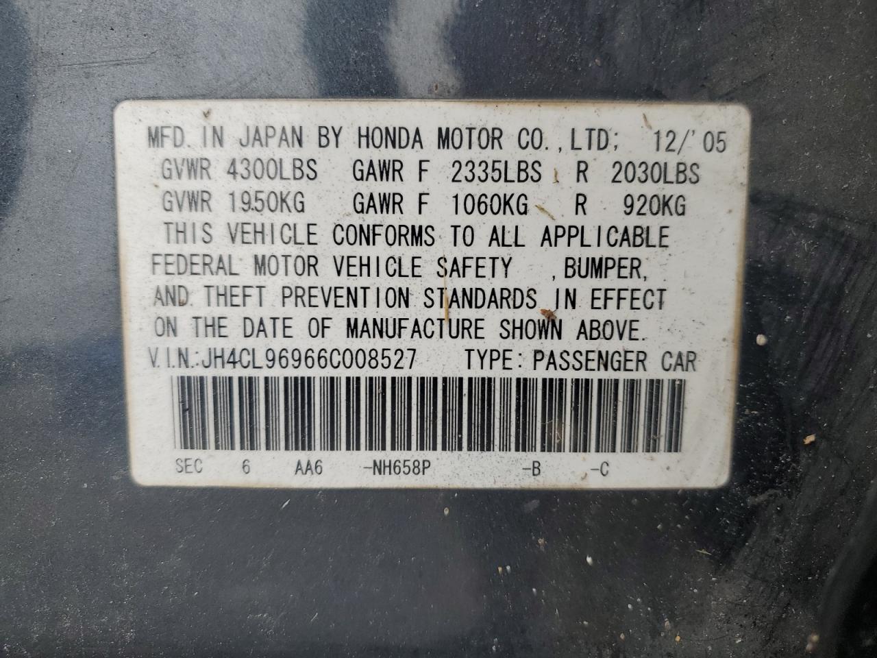 JH4CL96966C008527 2006 Acura Tsx