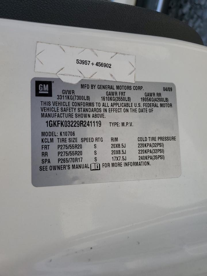 2009 GMC Yukon Denali VIN: 1GKFK03229R241119 Lot: 70960204