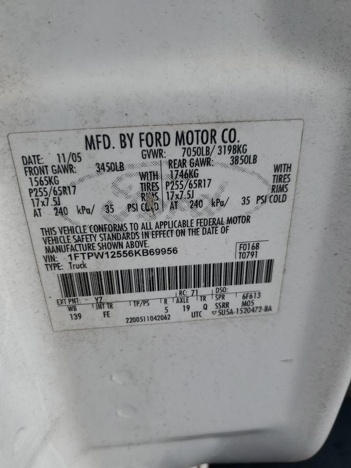 1FTPW12556KB69956 2006 Ford F150 Supercrew