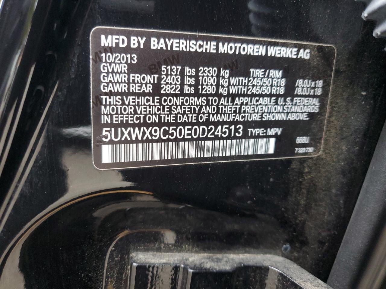 5UXWX9C50E0D24513 2014 BMW X3 xDrive28I