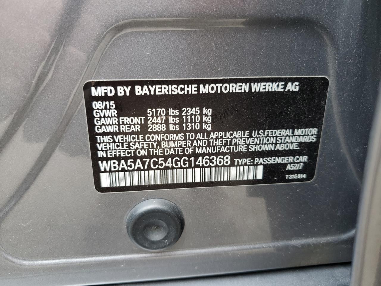 WBA5A7C54GG146368 2016 BMW 528 Xi