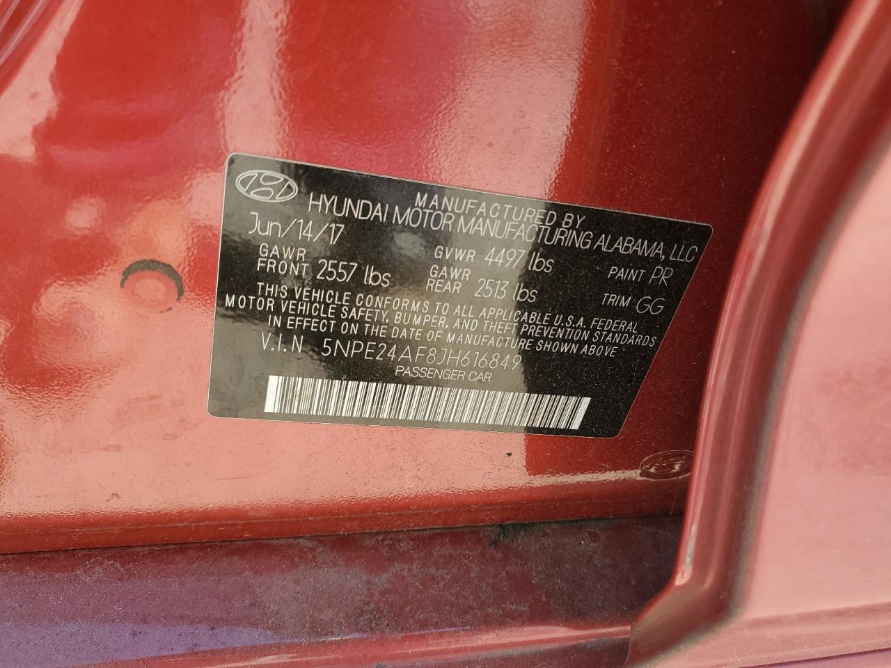 5NPE24AF8JH616849 2018 Hyundai Sonata Se