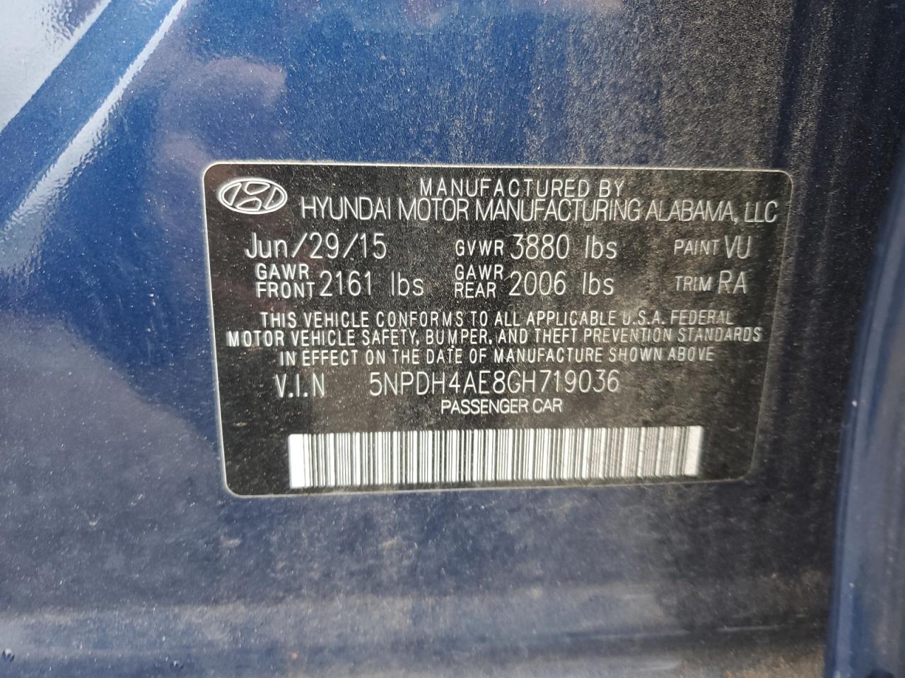 5NPDH4AE8GH719036 2016 HYUNDAI ELANTRA - Image 14