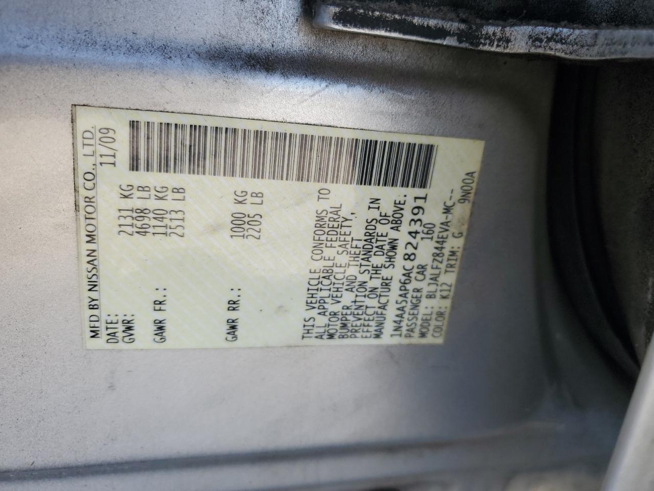 1N4AA5AP6AC824391 2010 Nissan Maxima S