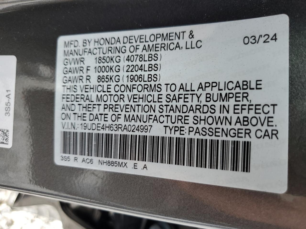 19UDE4H63RA024997 2024 Acura Integra A-Spec Tech