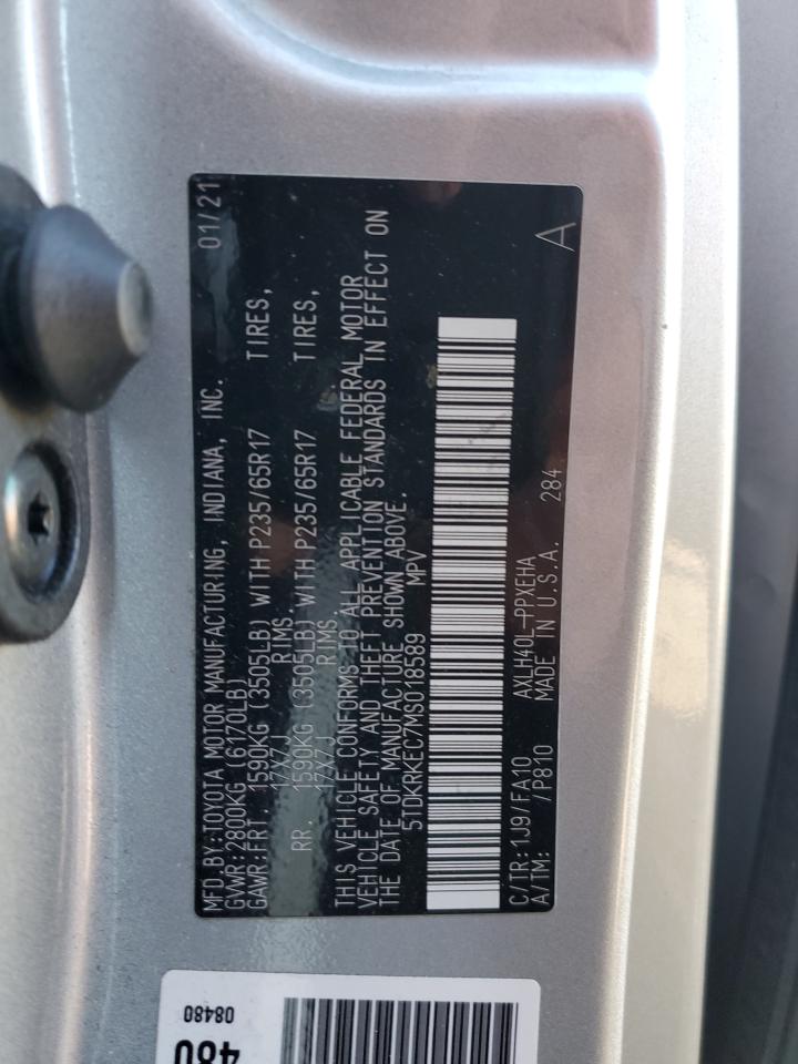 5TDKRKEC7MS018589 2021 Toyota Sienna Le