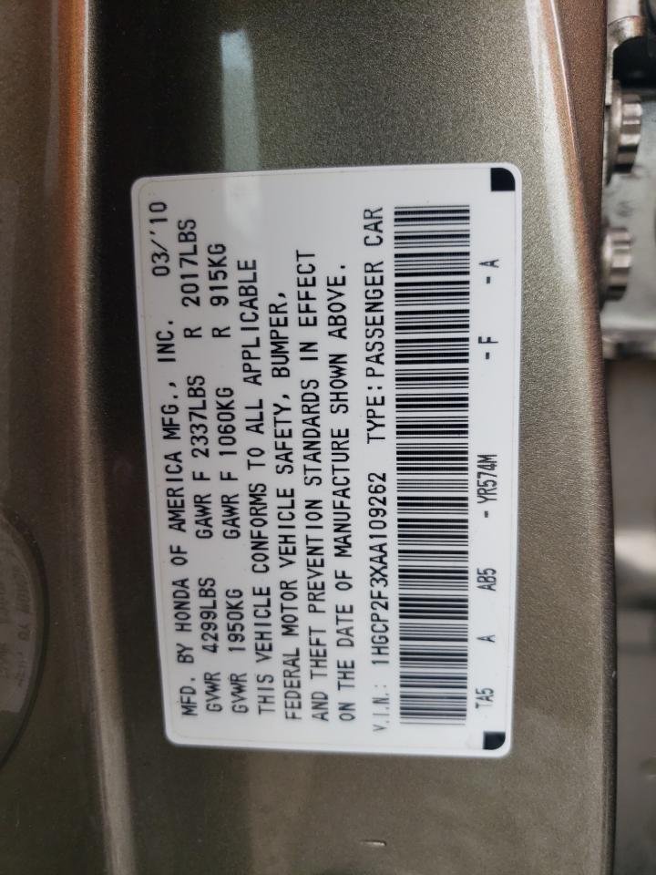 1HGCP2F3XAA109262 2010 Honda Accord Lx