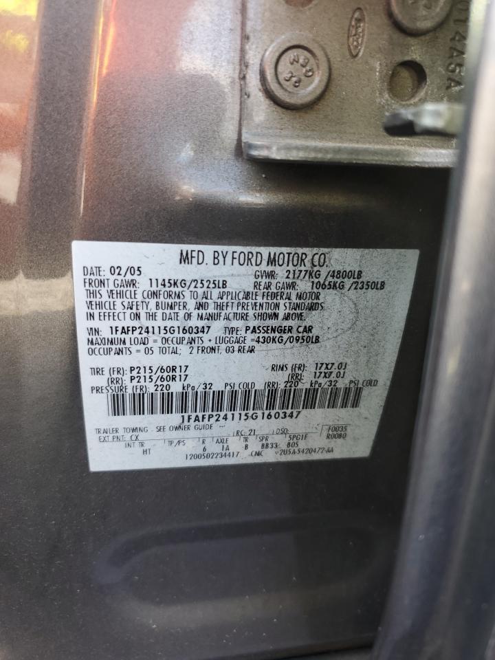 1FAFP24115G160347 2005 Ford Five Hundred Sel