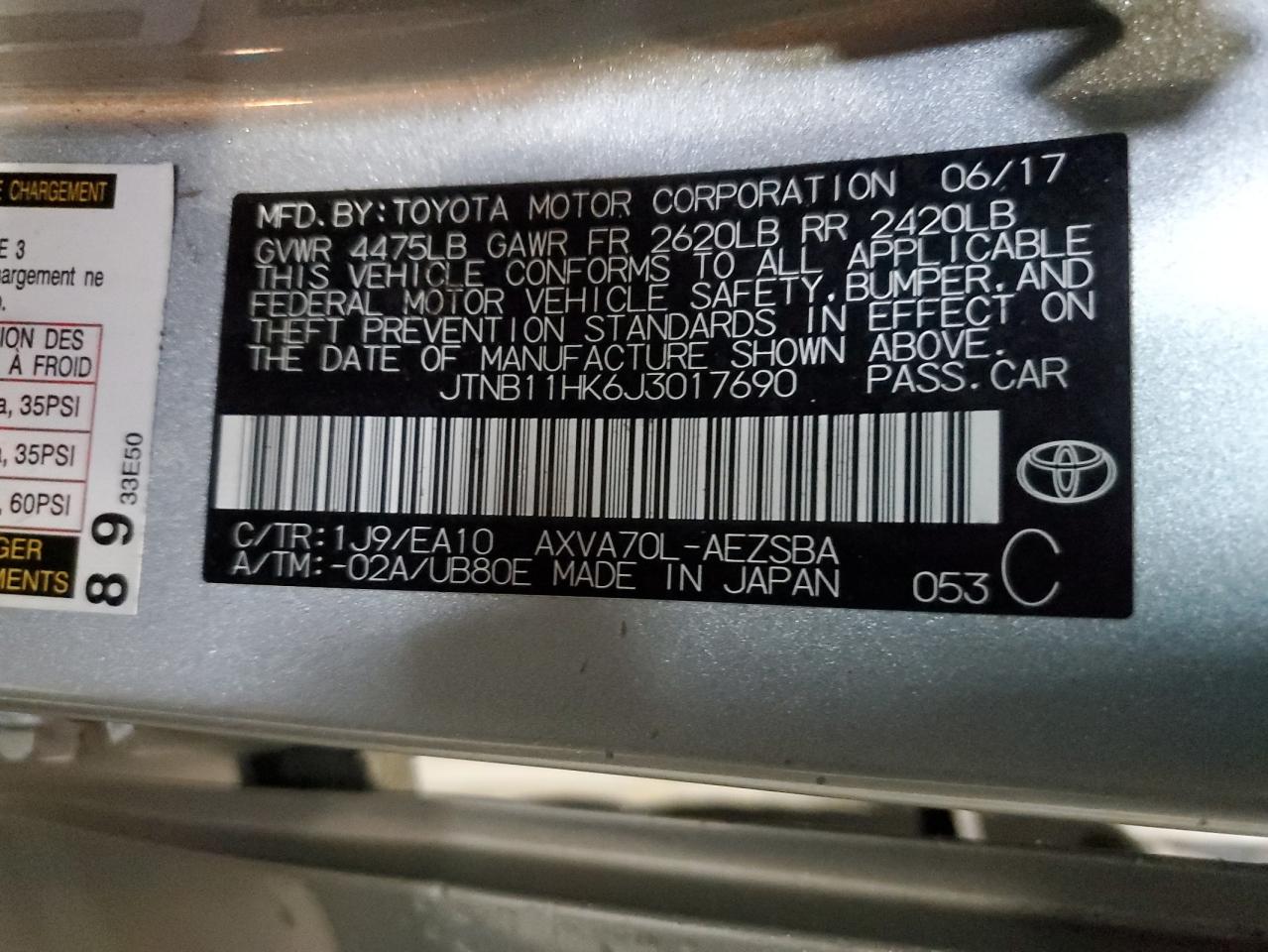 JTNB11HK6J3017690 2018 Toyota Camry L