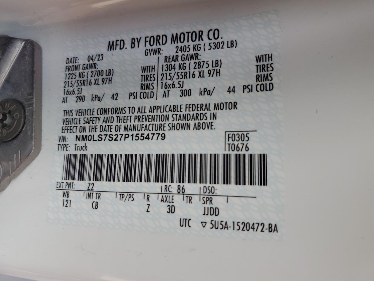 NM0LS7S27P1554779 2023 Ford Transit Connect Xl