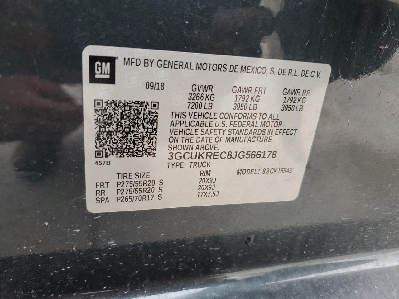 3GCUKREC8JG566178 2018 Chevrolet Silverado K1500 Lt