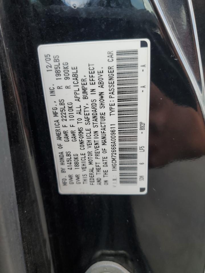 1HGCM72666A009611 2006 Honda Accord Ex