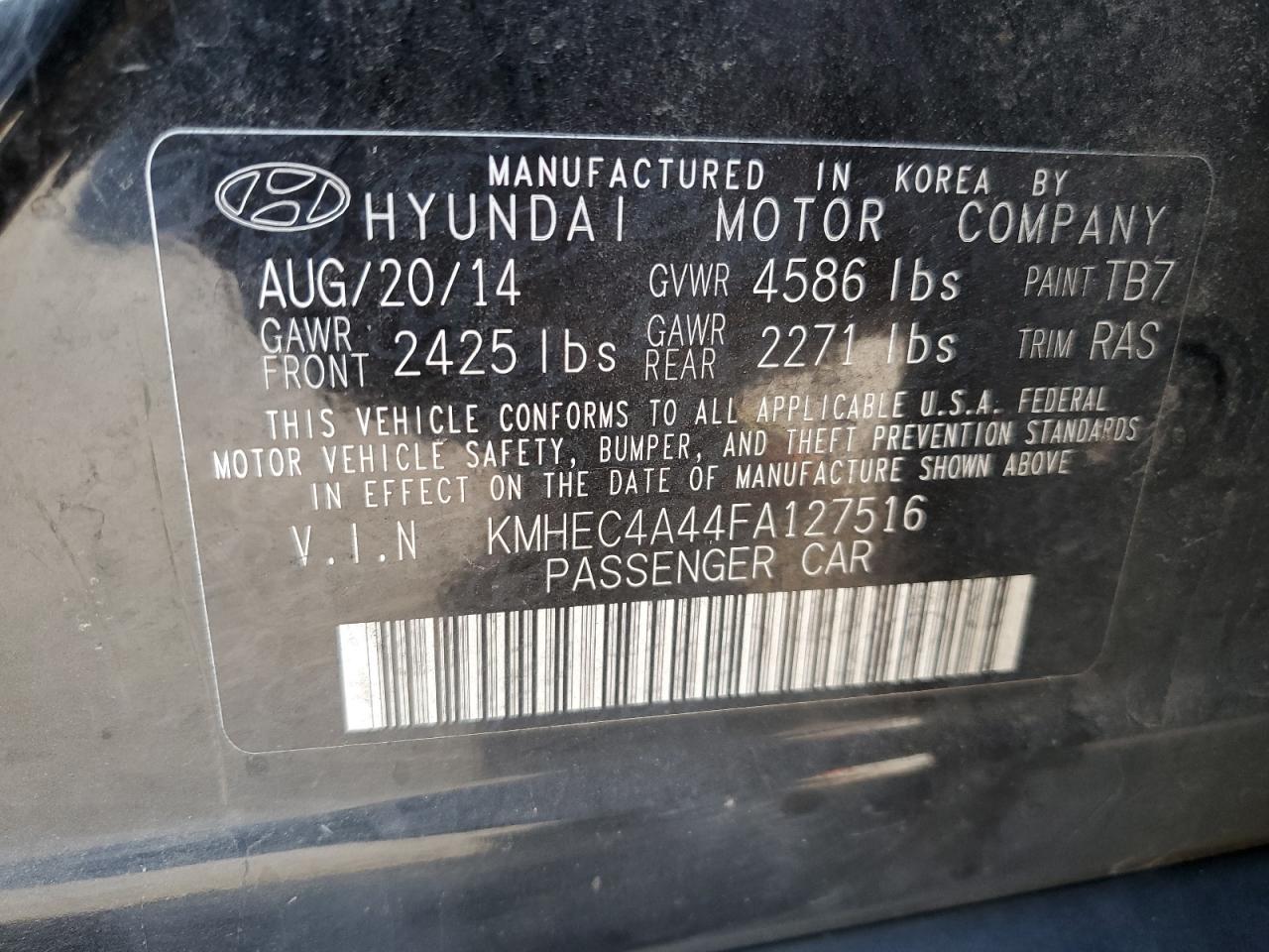 2015 Hyundai Sonata Hybrid VIN: KMHEC4A44FA127516 Lot: 71013984