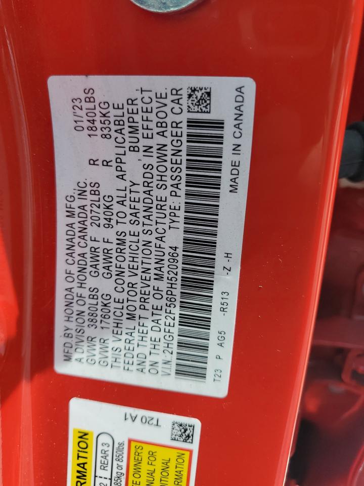 2HGFE2F56PH520964 2023 Honda Civic Sport 2HGFE2F56PH520964 2023 Honda Civic Sport