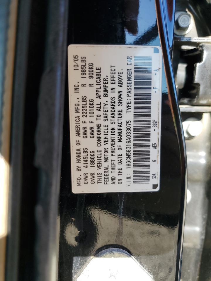 1HGCM56316A033075 2006 Honda Accord Se