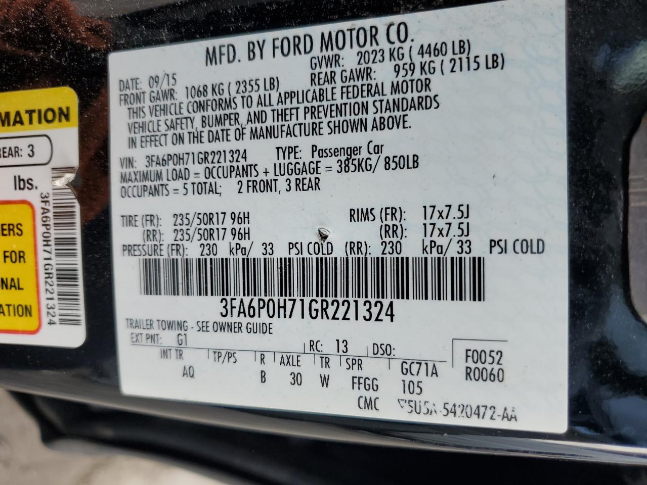 3FA6P0H71GR221324 2016 FORD FUSION - Image 13