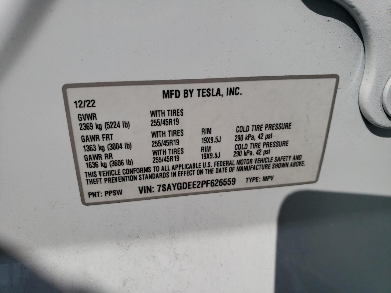 7SAYGDEE2PF626559 2023 Tesla Model Y