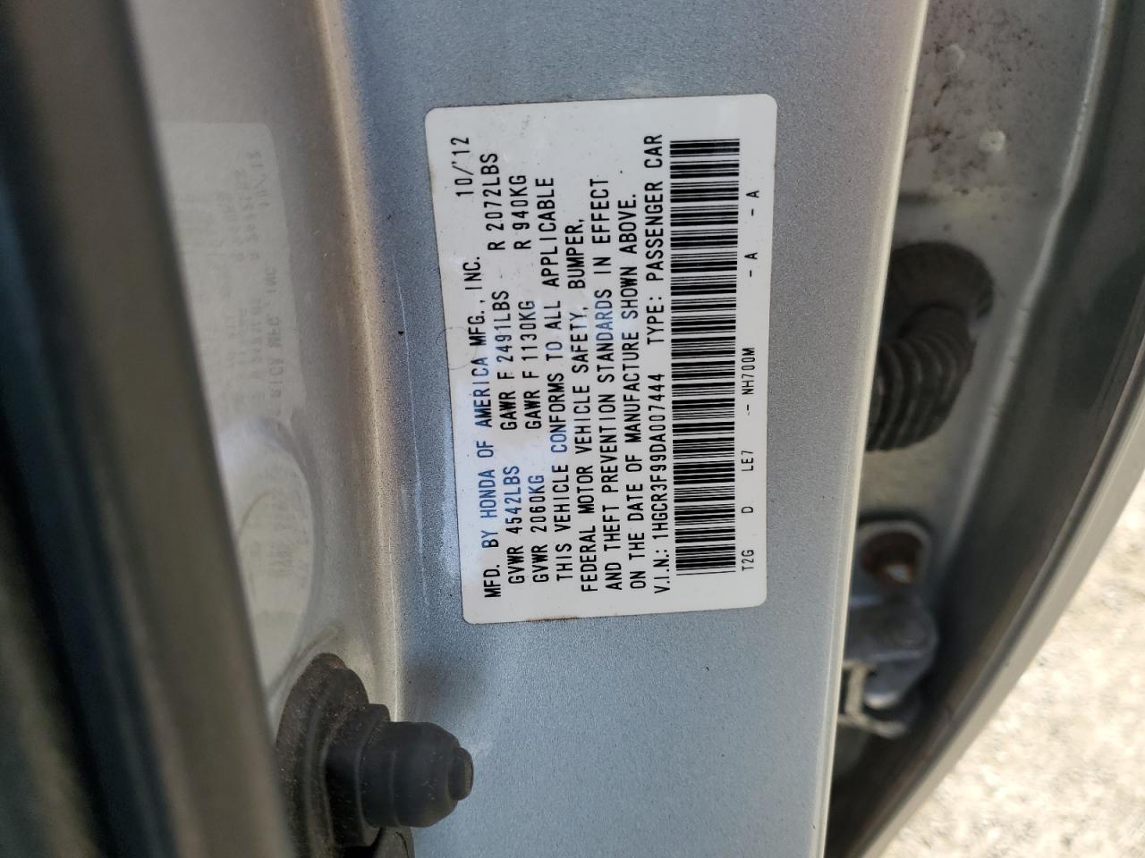 1HGCR3F99DA007444 2013 Honda Accord Touring