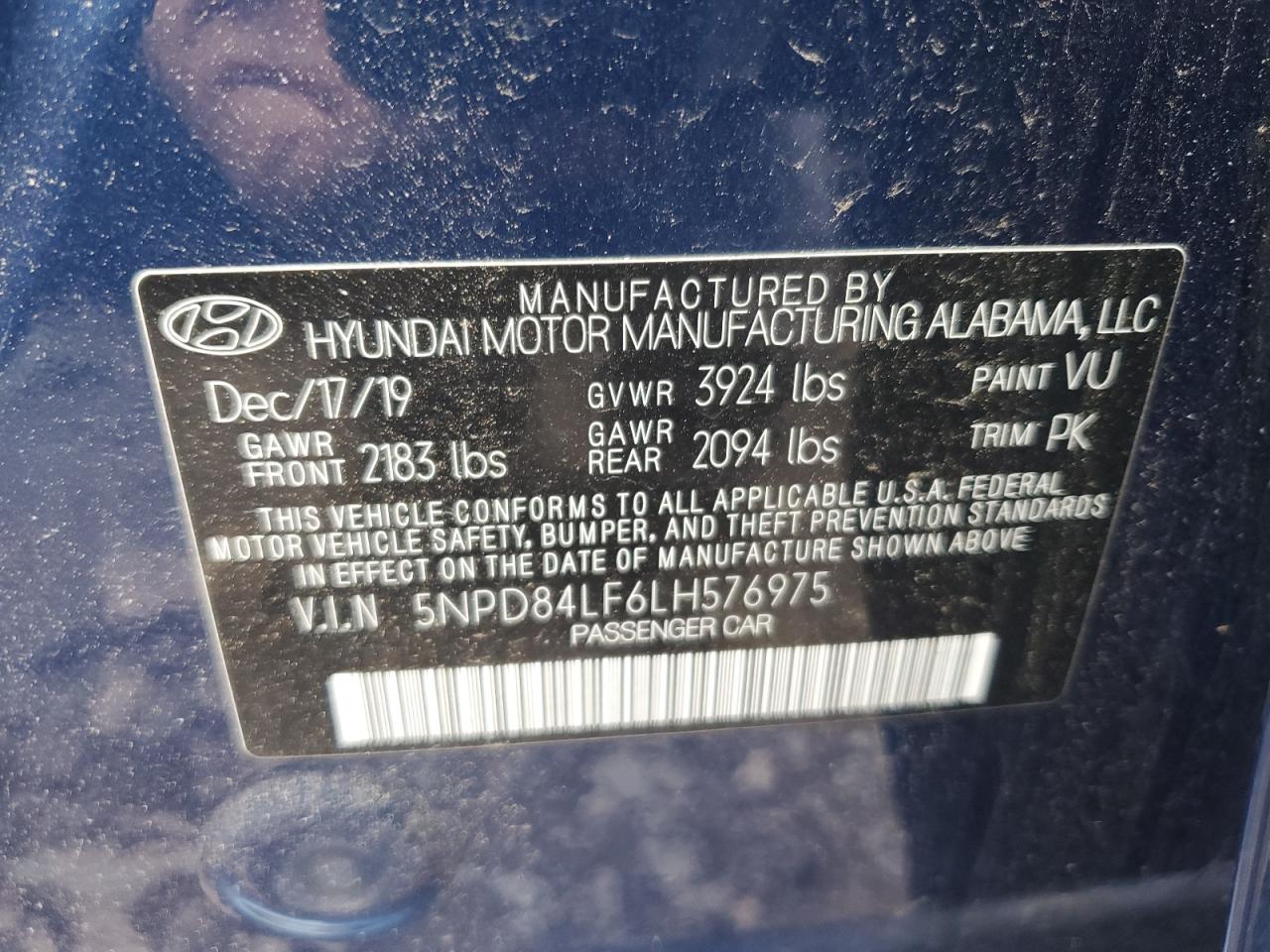 5NPD84LF6LH576975 2020 Hyundai Elantra Sel