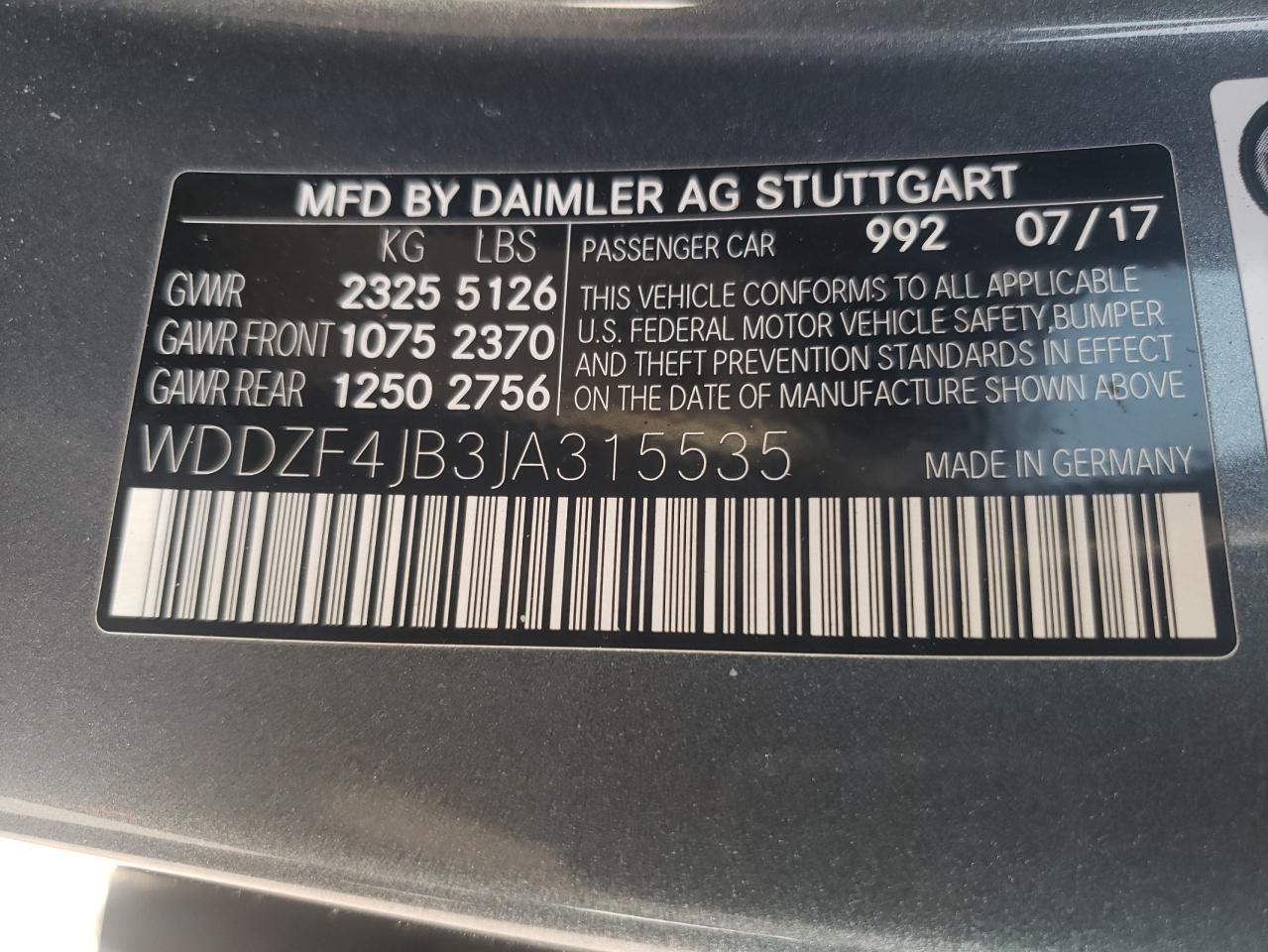 WDDZF4JB3JA315535 2018 Mercedes-Benz E 300