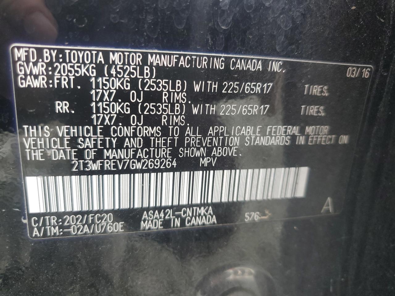 2T3WFREV7GW269264 2016 TOYOTA RAV 4 - Image 13