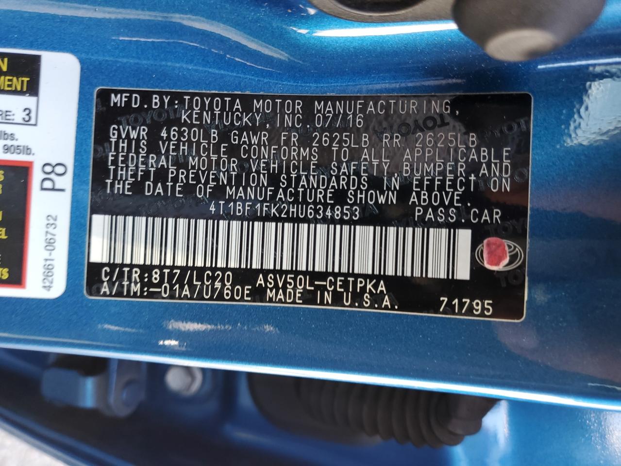 4T1BF1FK2HU634853 2017 TOYOTA CAMRY - Image 12