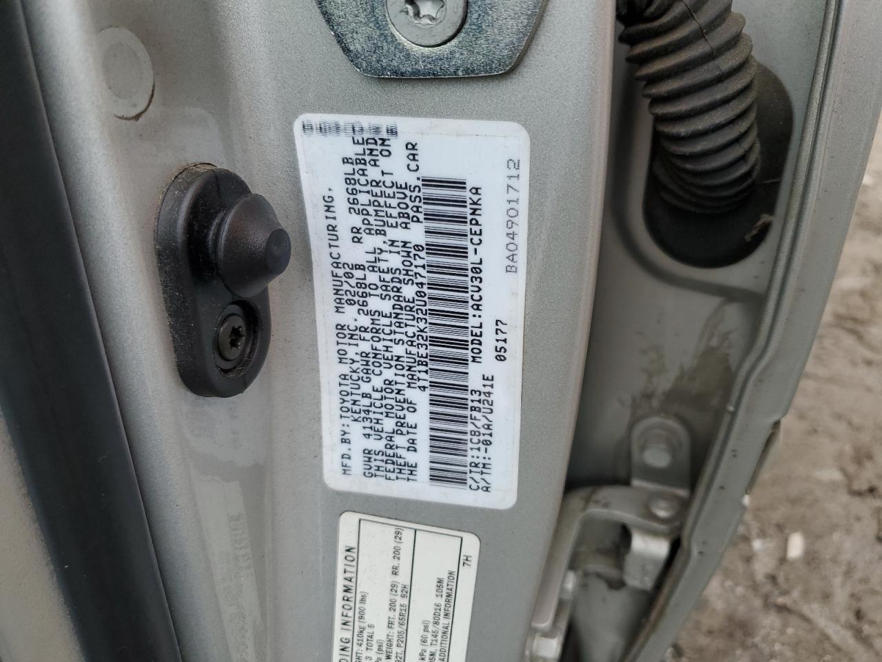 4T1BE32K32U047170 2002 Toyota Camry Le