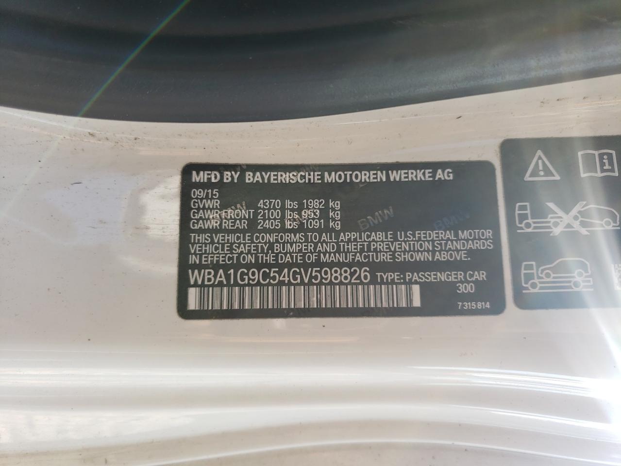 WBA1G9C54GV598826 2016 BMW 228 Xi Sulev