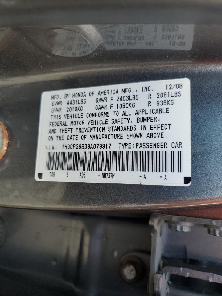 1HGCP26839A079917 2009 Honda Accord Exl