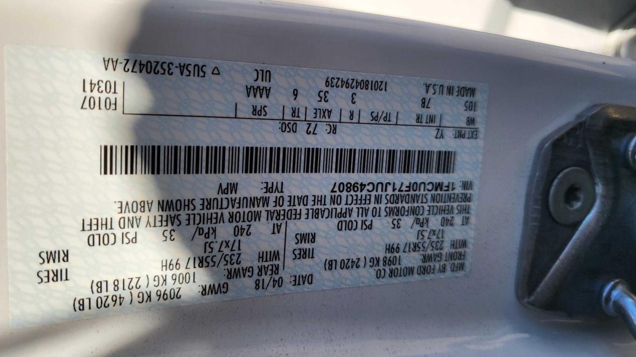 1FMCU0F71JUC49807 2018 Ford Escape S