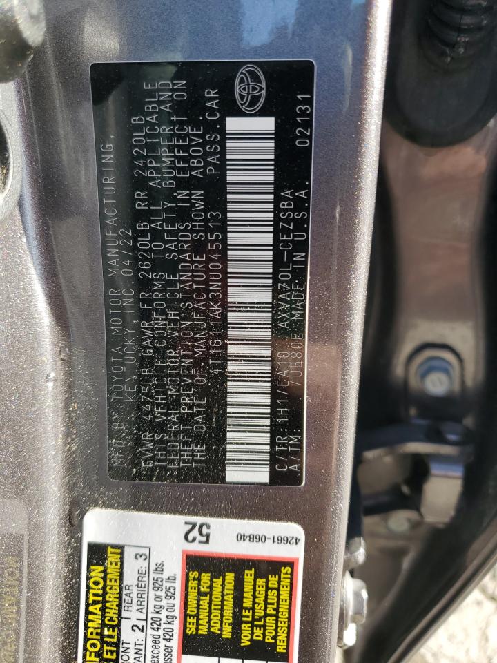 4T1G11AK3NU045513 2022 Toyota Camry Se