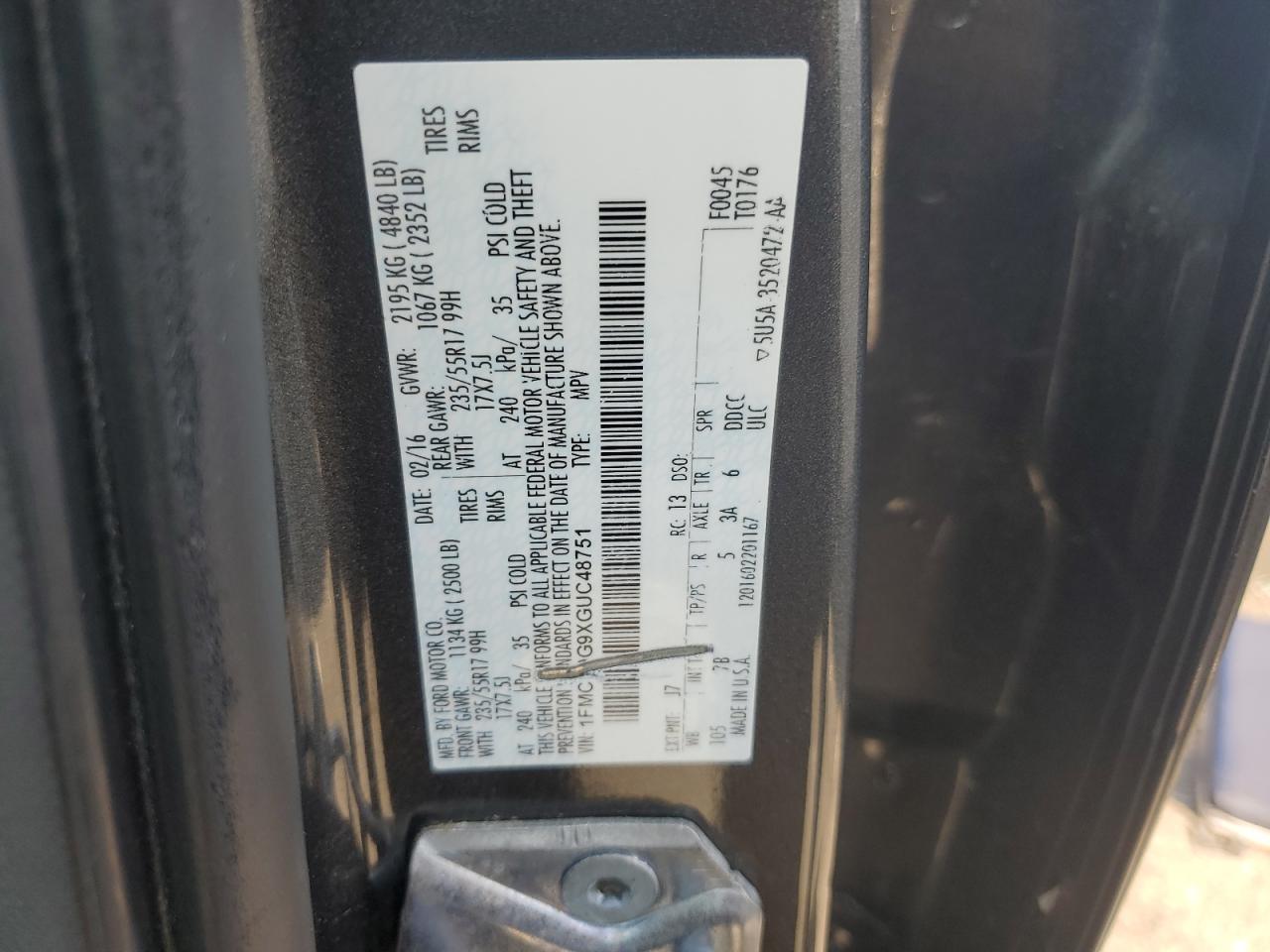 1FMCU9G9XGUC48751 2016 FORD ESCAPE - Image 12