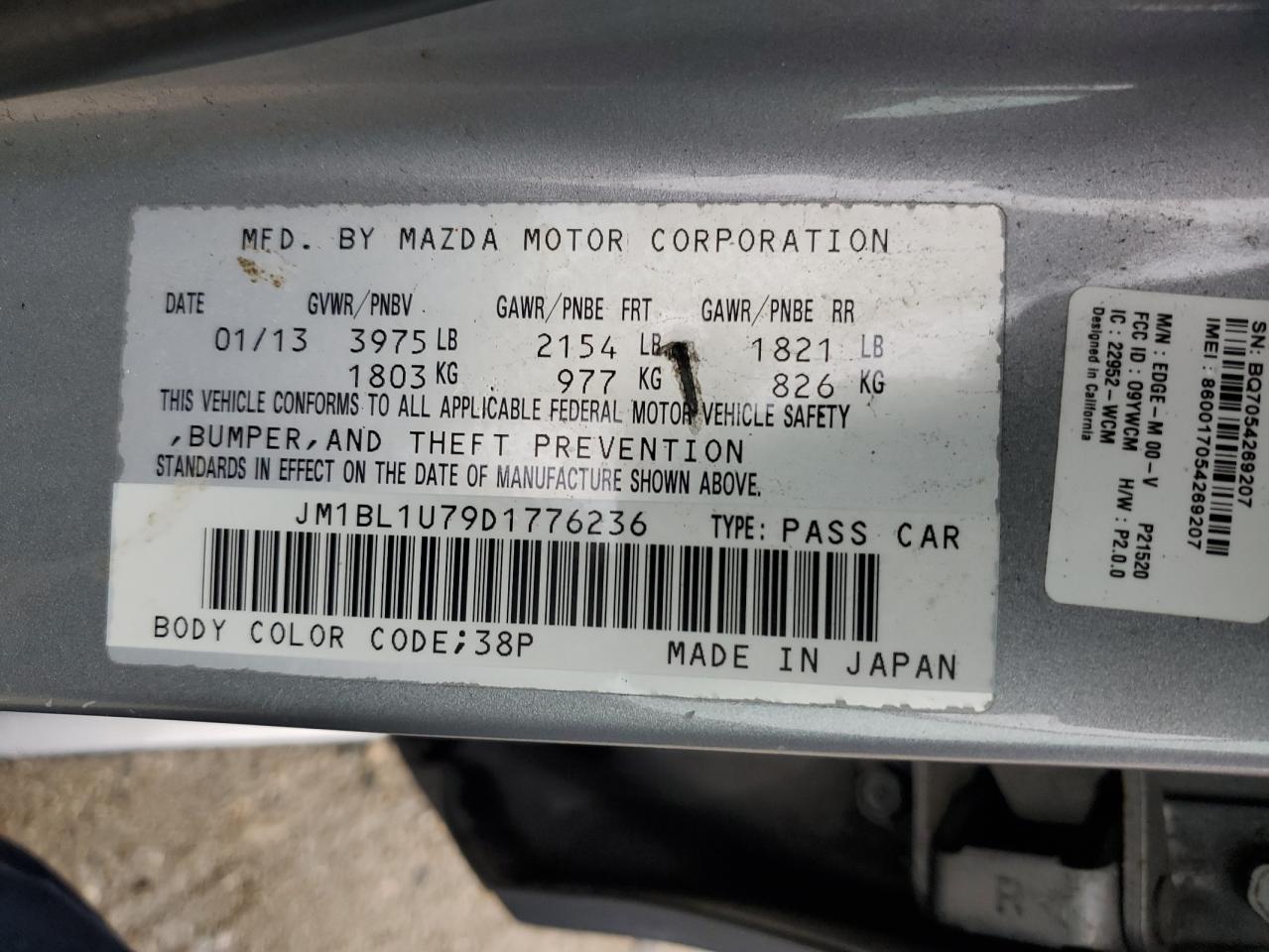 2013 Mazda 3 I VIN: JM1BL1U79D1776236 Lot: 72501424