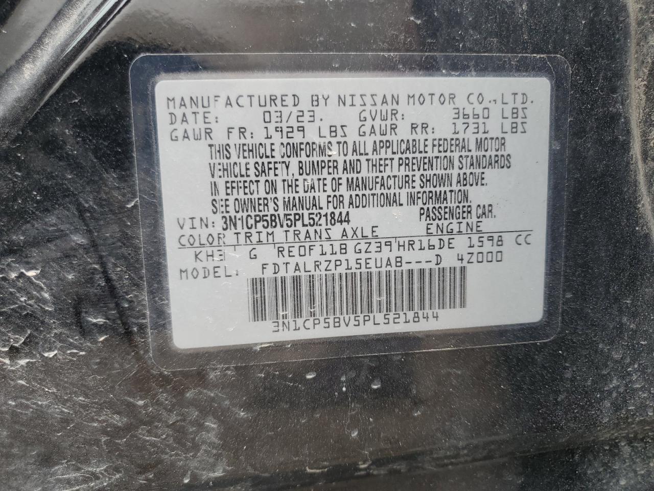 3N1CP5BV5PL521844 2023 Nissan Kicks S