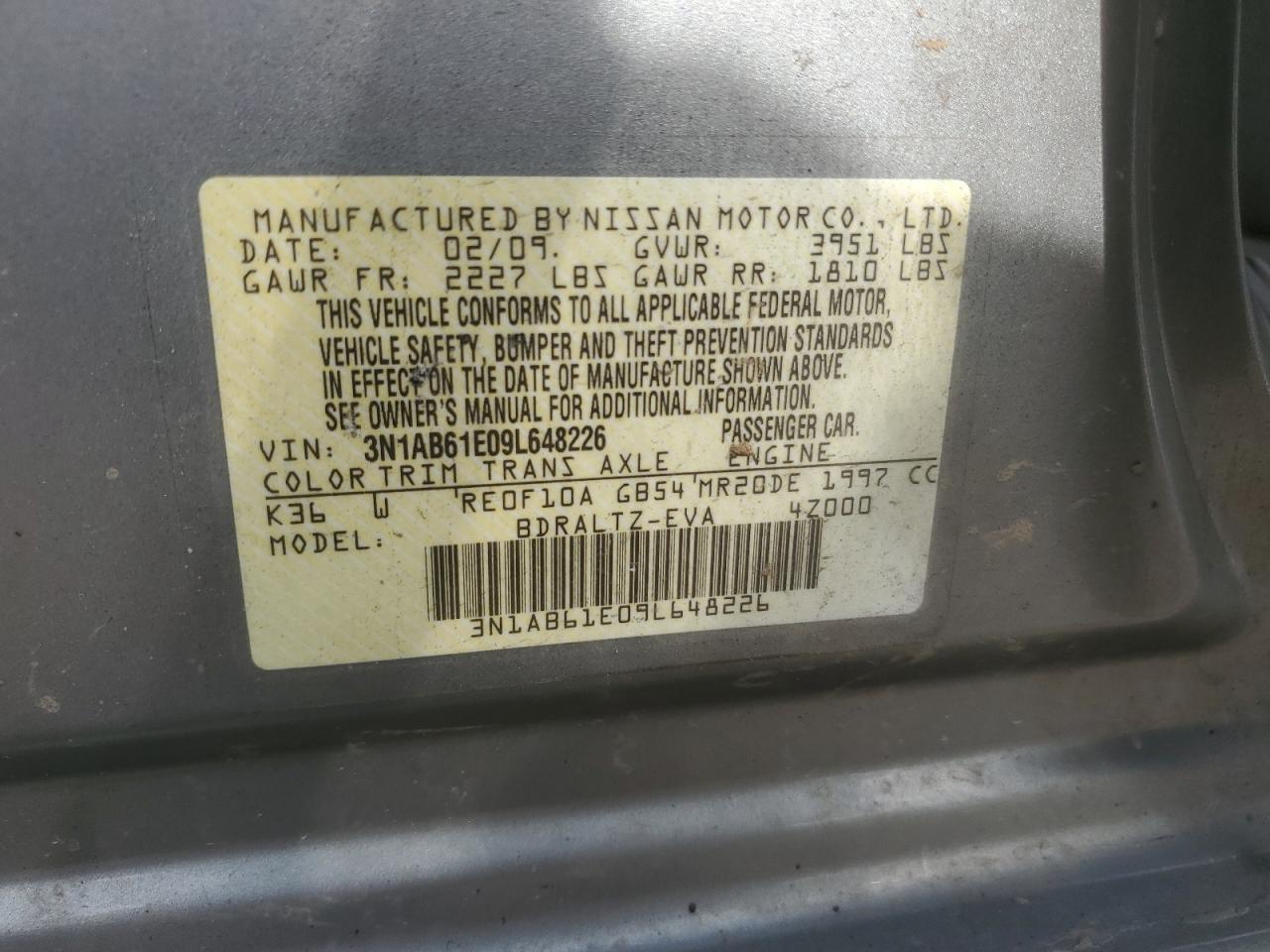 3N1AB61E09L648226 2009 Nissan Sentra 2.0