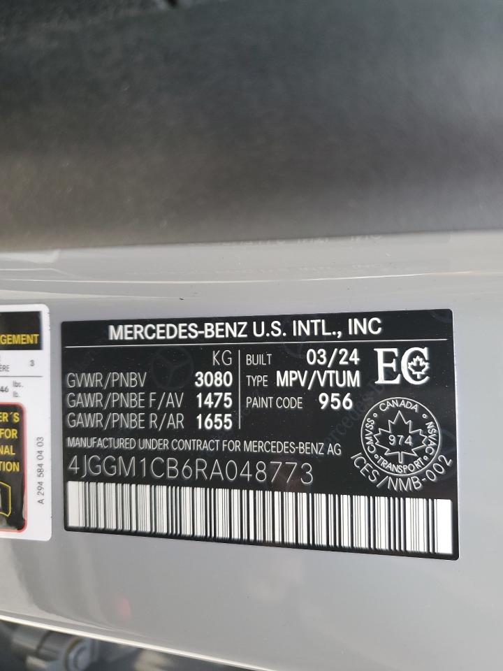 2024 Mercedes-Benz Eqe Suv 350 4Matic VIN: 4JGGM1CB6RA048773 Lot: 73129934