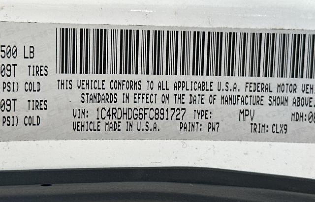 2015 Dodge Durango Limited VIN: 1C4RDHDG6FC891727 Lot: 73179034