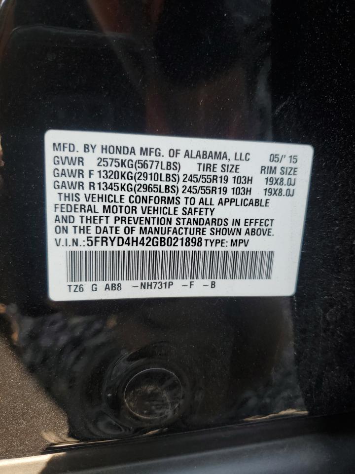 5FRYD4H42GB021898 2016 Acura Mdx Technology