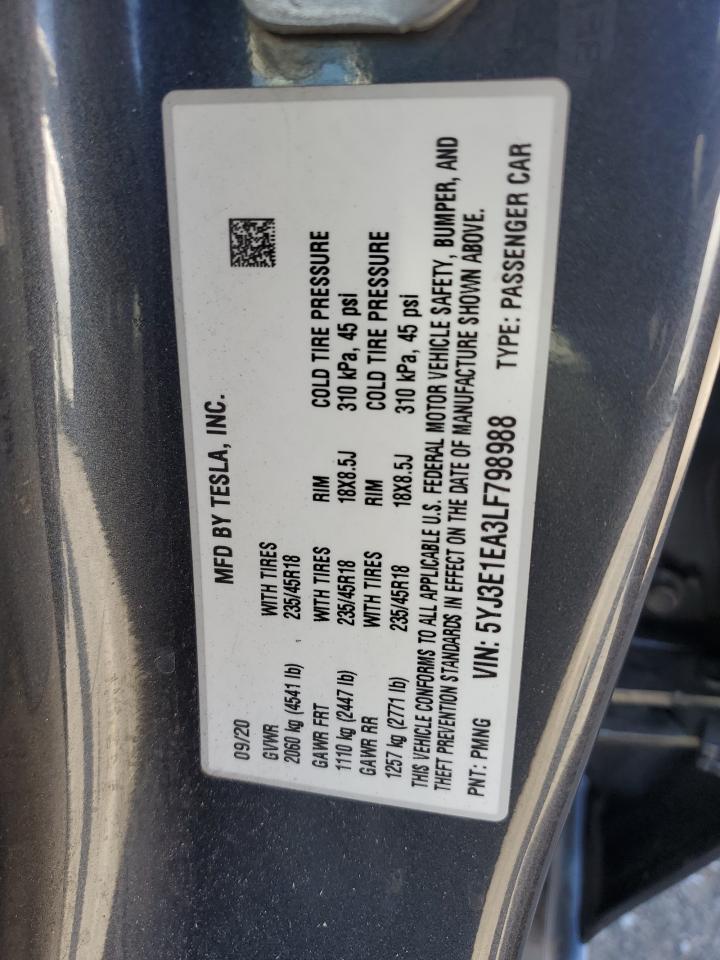 5YJ3E1EA3LF798988 2020 Tesla Model 3