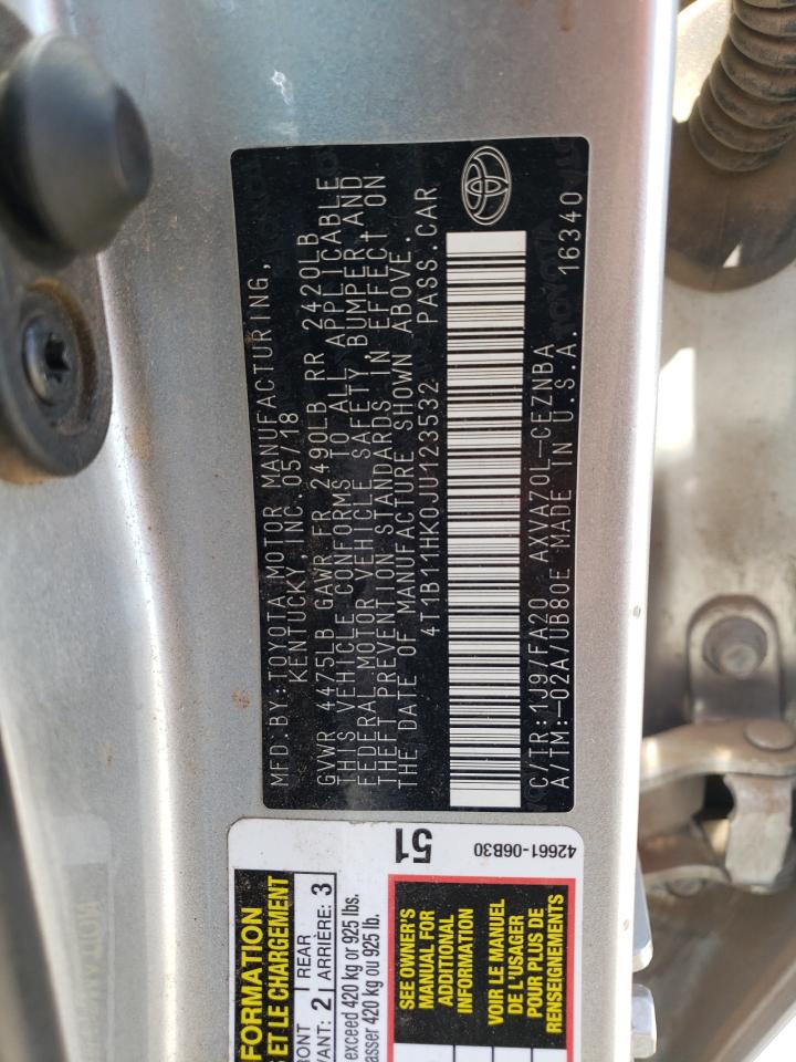 4T1B11HK0JU123532 2018 Toyota Camry L