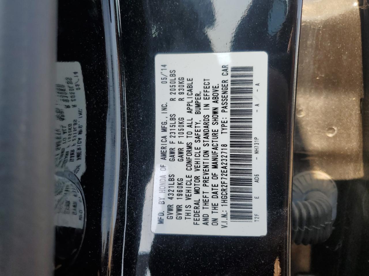 1HGCR2F72EA232718 2014 Honda Accord Ex