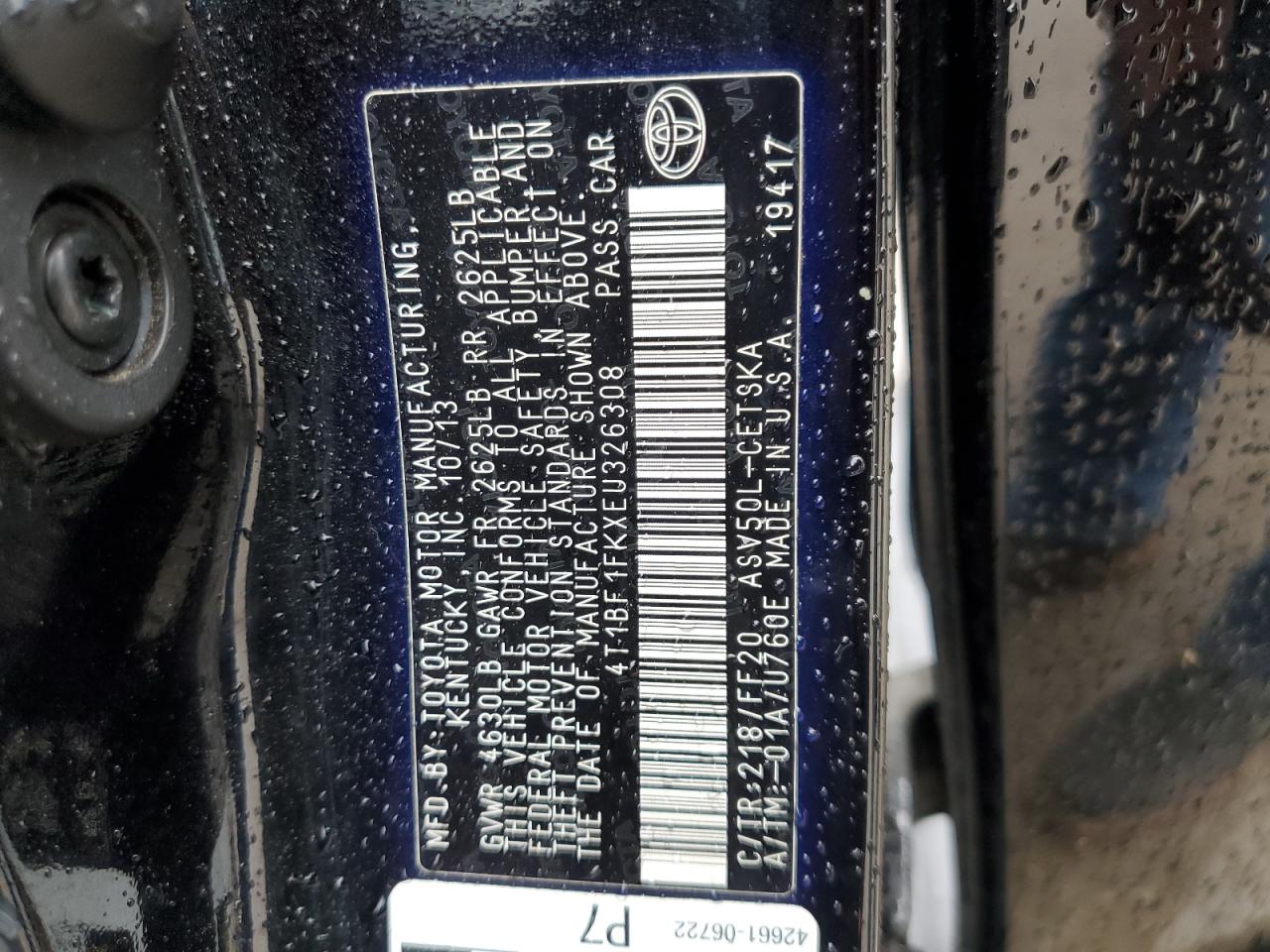 4T1BF1FKXEU326308 2014 Toyota Camry L