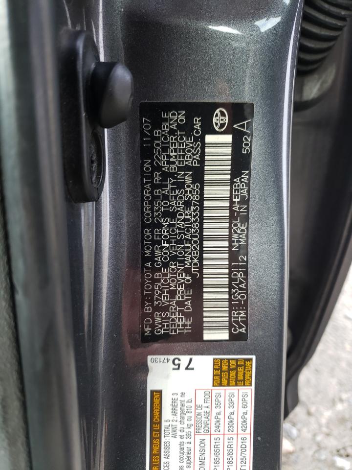 JTDKB20U383337855 2008 Toyota Prius