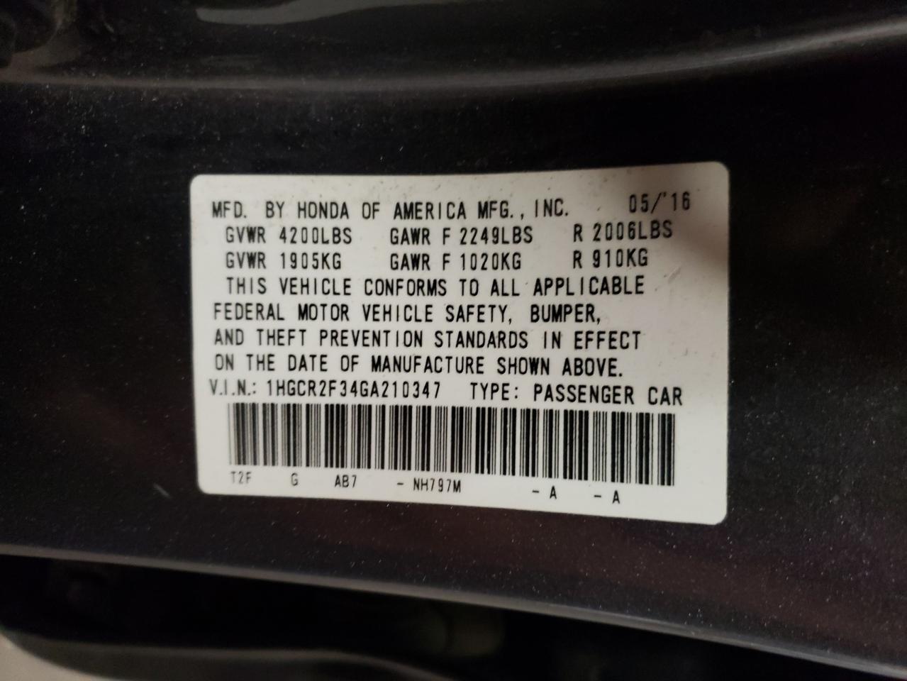 1HGCR2F34GA210347 2016 HONDA ACCORD - Image 15