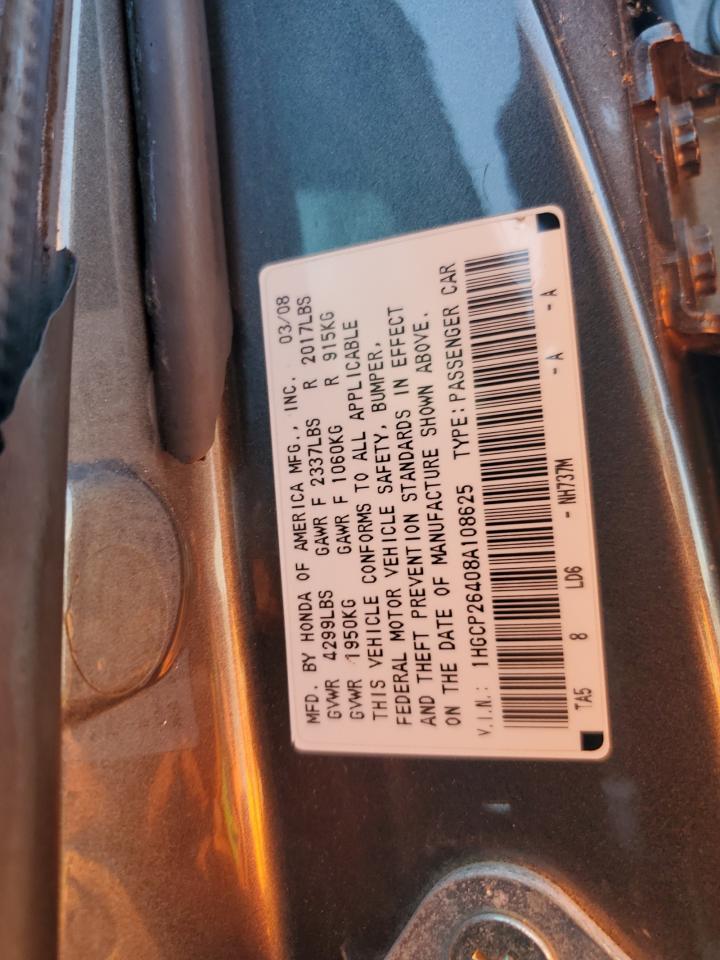 1HGCP26408A108625 2008 Honda Accord Lxp