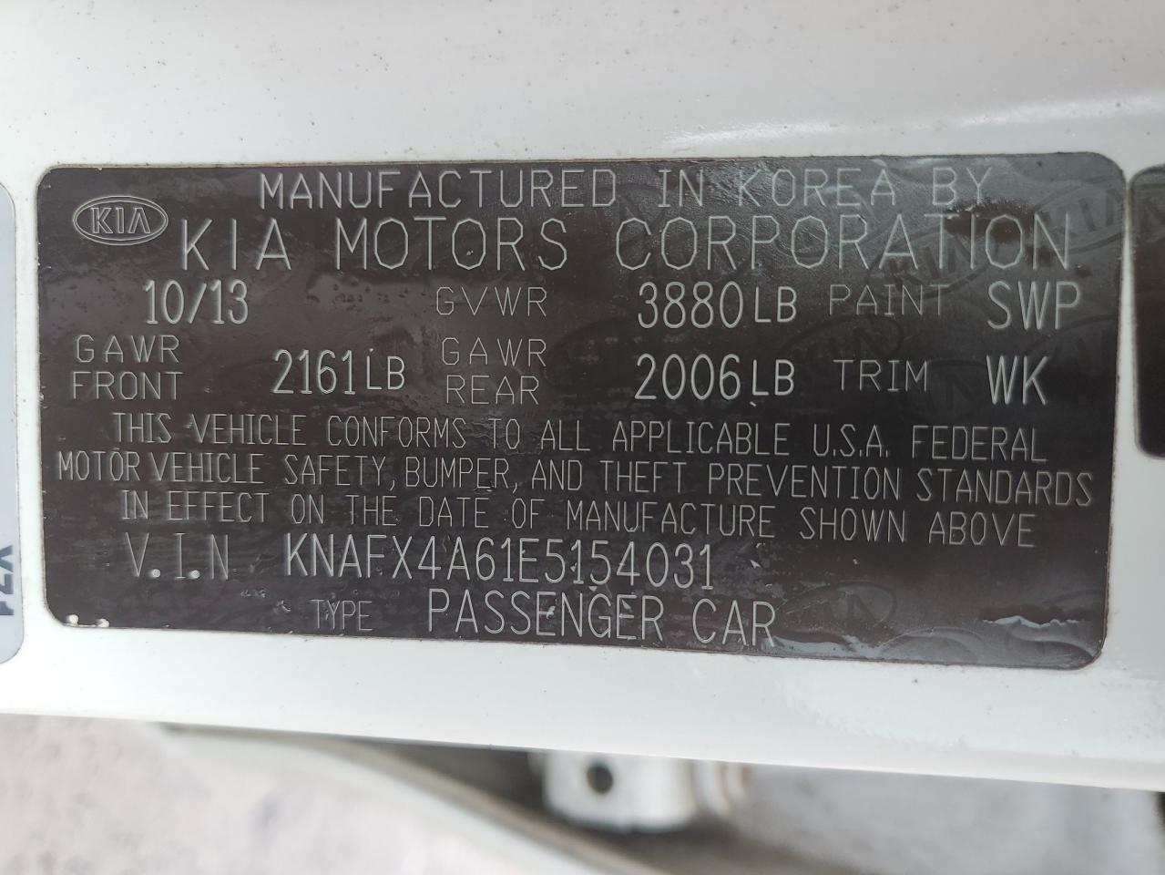 2014 Kia Forte Lx VIN: KNAFX4A61E5154031 Lot: 71019304