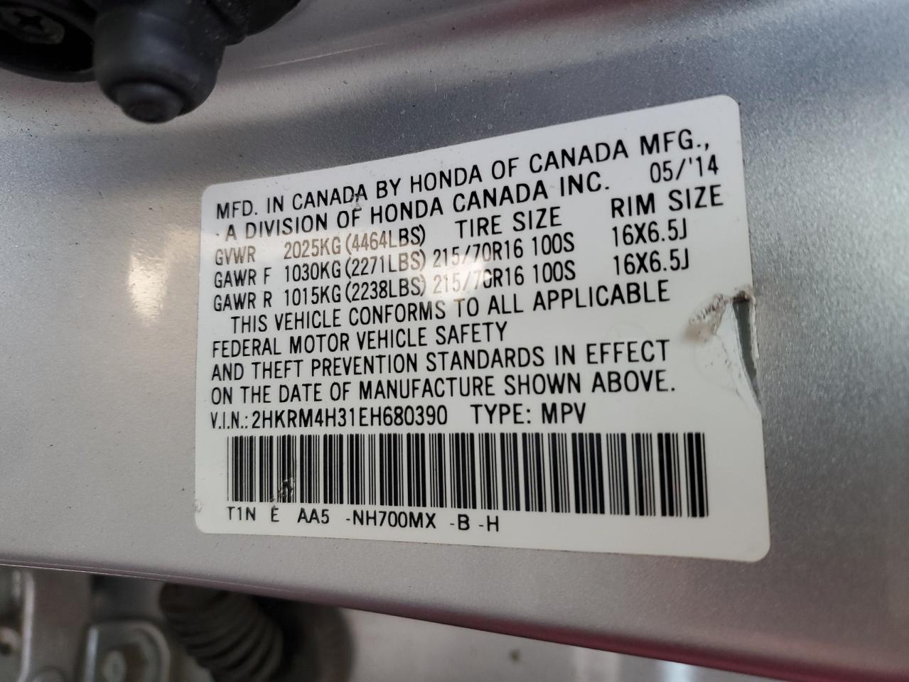 2HKRM4H31EH680390 2014 Honda Cr-V Lx