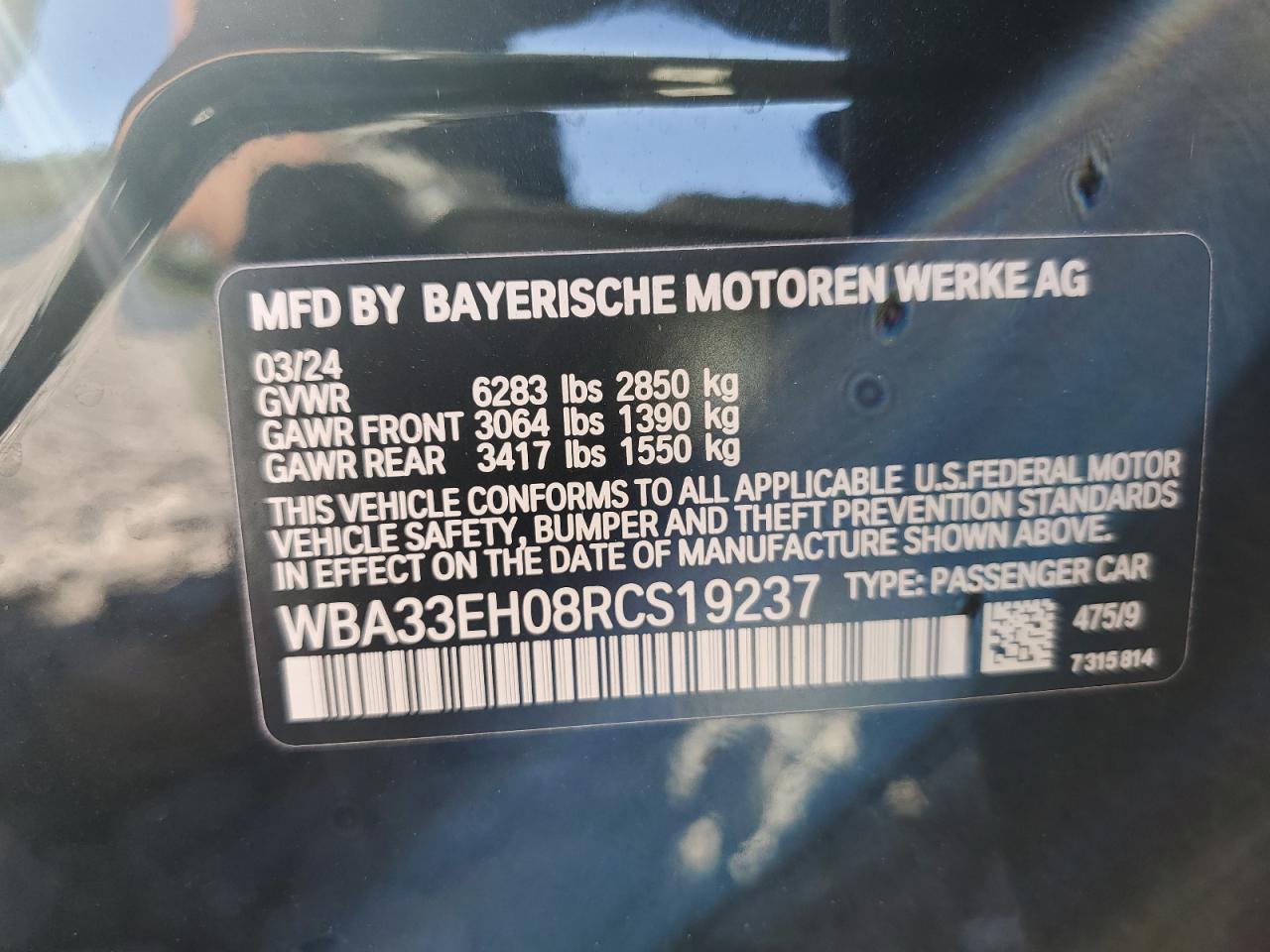 WBA33EH08RCS19237 2024 BMW 740 Xi