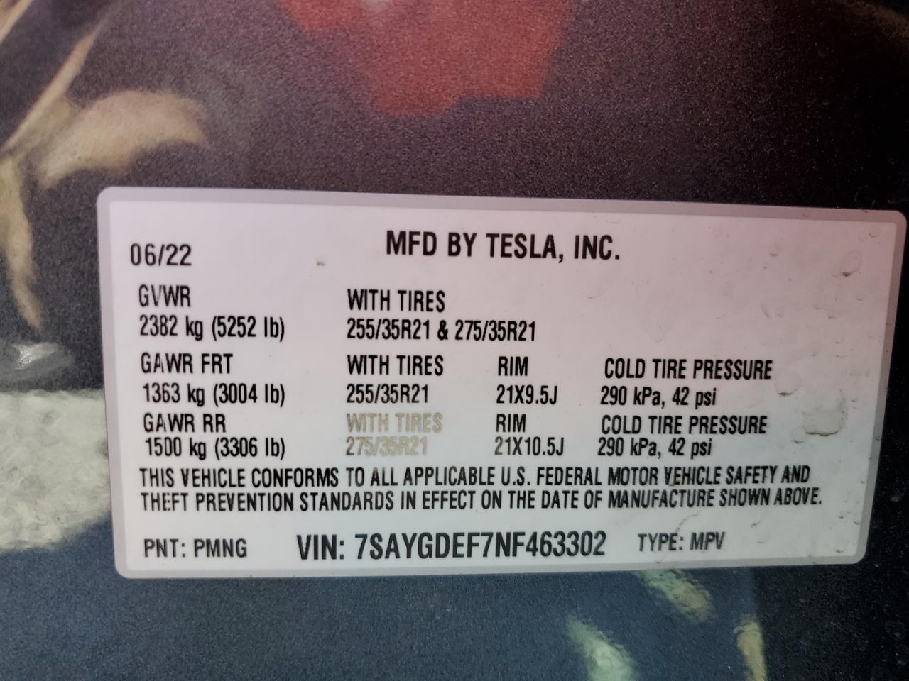 2022 Tesla Model Y VIN: 7SAYGDEF7NF463302 Lot: 73059944